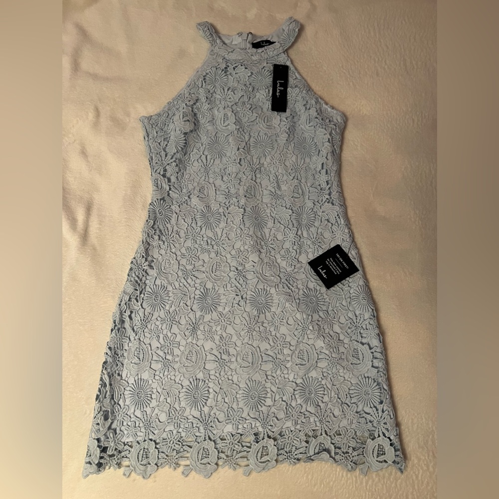 Lulus Light Blue Mini Lace Dress